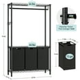 Coromose 3Section Laundry Hamper Sorter with Hanging Bar & Shelves