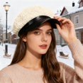 thumbnail image 2 of XIAOCHA Womens Mixed Newsboy Cap Solid Curved Brim Casual Hangout Newsboy Hats,Beige, 2 of 4