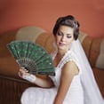 thumbnail image 5 of Unique Bargains 1 Pc Sequins Folding Fan for Masquerade Green Cotton Linen, 5 of 5