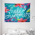 thumbnail image 1 of Hello Summer Tapestry, Funky Illustration of Summer Images Colorful Sunglasses and Frangipani Buds, Wall Hanging for Bedroom Living Room Dorm Decor, 80W X 60L Inches, Multicolor, by Ambesonne, 1 of 2