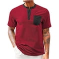 thumbnail image 1 of Weiqiqre Mens Shirts Short Sleeve Button Down Shirts Color Block Collared Golf Shirts with Pocket, 1 of 4