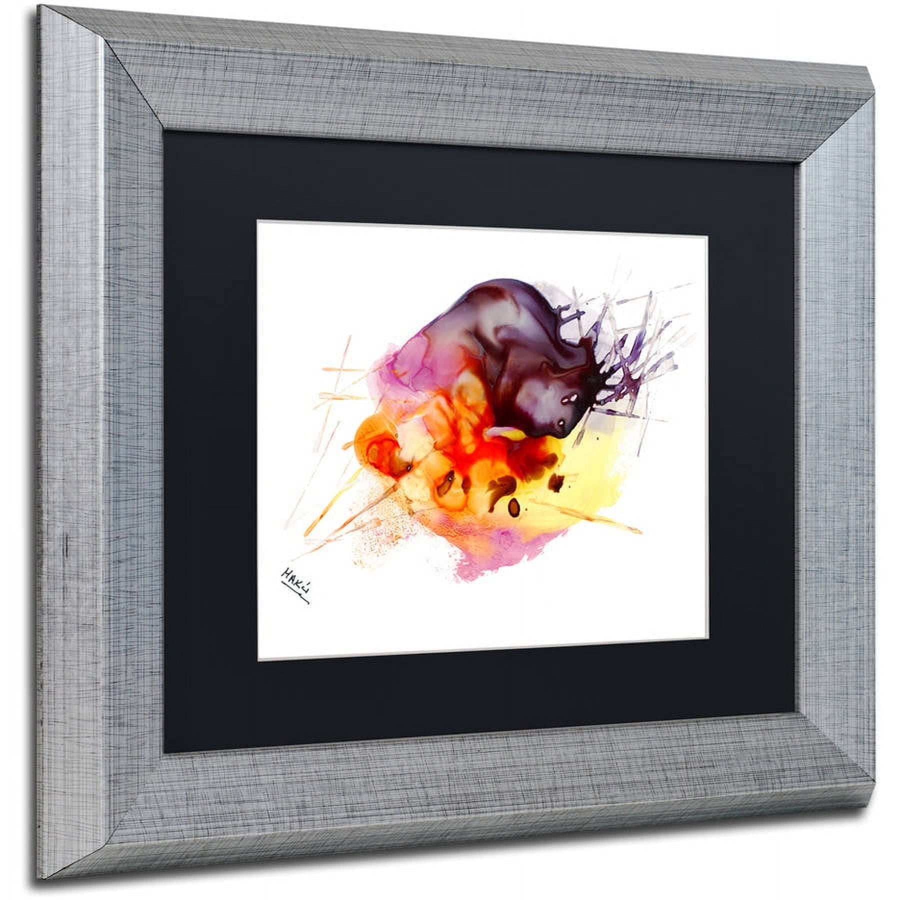 Trademark Fine Art "Abstract 10" Canvas Art by Mako, Black Matte, Silver Frame