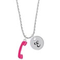 thumbnail image 1 of Delight Jewelry Hot Pink Telephone Silvertone Script Initial Disc - E - Charm Necklace, 20"+3", 1 of 4