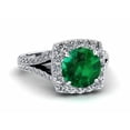 thumbnail image 4 of HeartsAndYou 3ct Natural Emerald Diamond Split Shank Halo Bridal Set Ring 14k REAL White Gold, 4 of 9