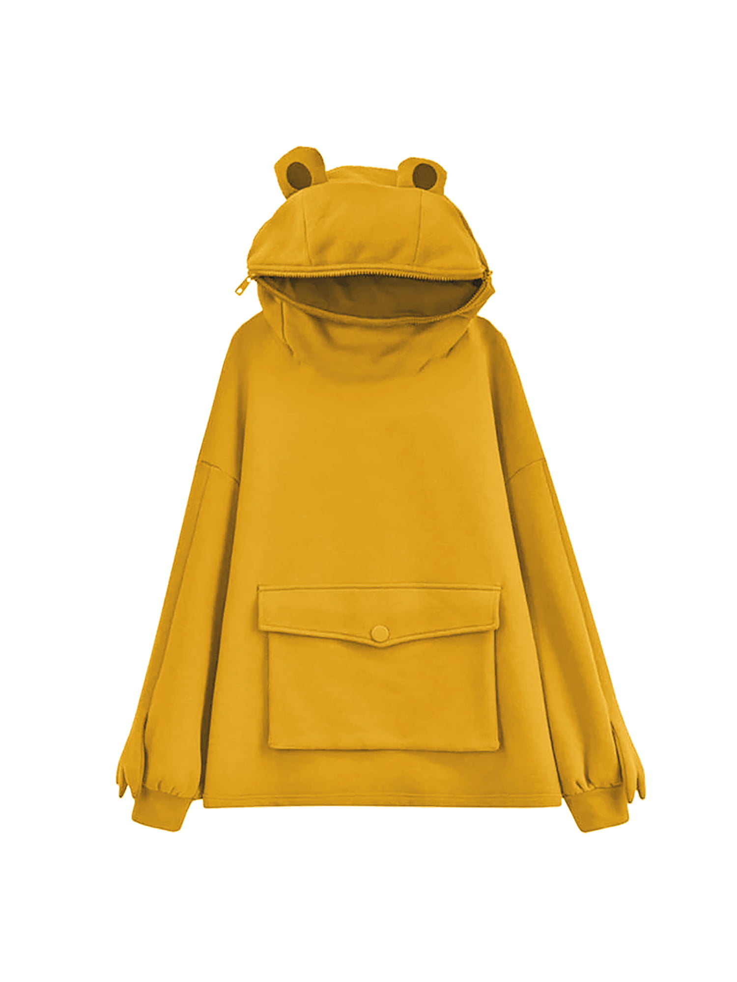 Women's/Girl's Cute Frog Hoodie Pullover Mouth Hooded Sweatshirt with Large Front Pocket ORT Womens Shirts 