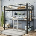 thumbnail image 1 of Yeshouse cama alta individual con escritorio y estantes, estructura de metal resistente con listones de acero, escalera y barandilla de seguridad, ideal para ahorrar espacio en habitaciones, 1 of 7