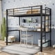 thumbnail image 1 of Yeshouse cama alta individual con escritorio y estantes, estructura de metal resistente con listones de acero, escalera y barandilla de seguridad, ideal para ahorrar espacio en habitaciones, 1 of 7