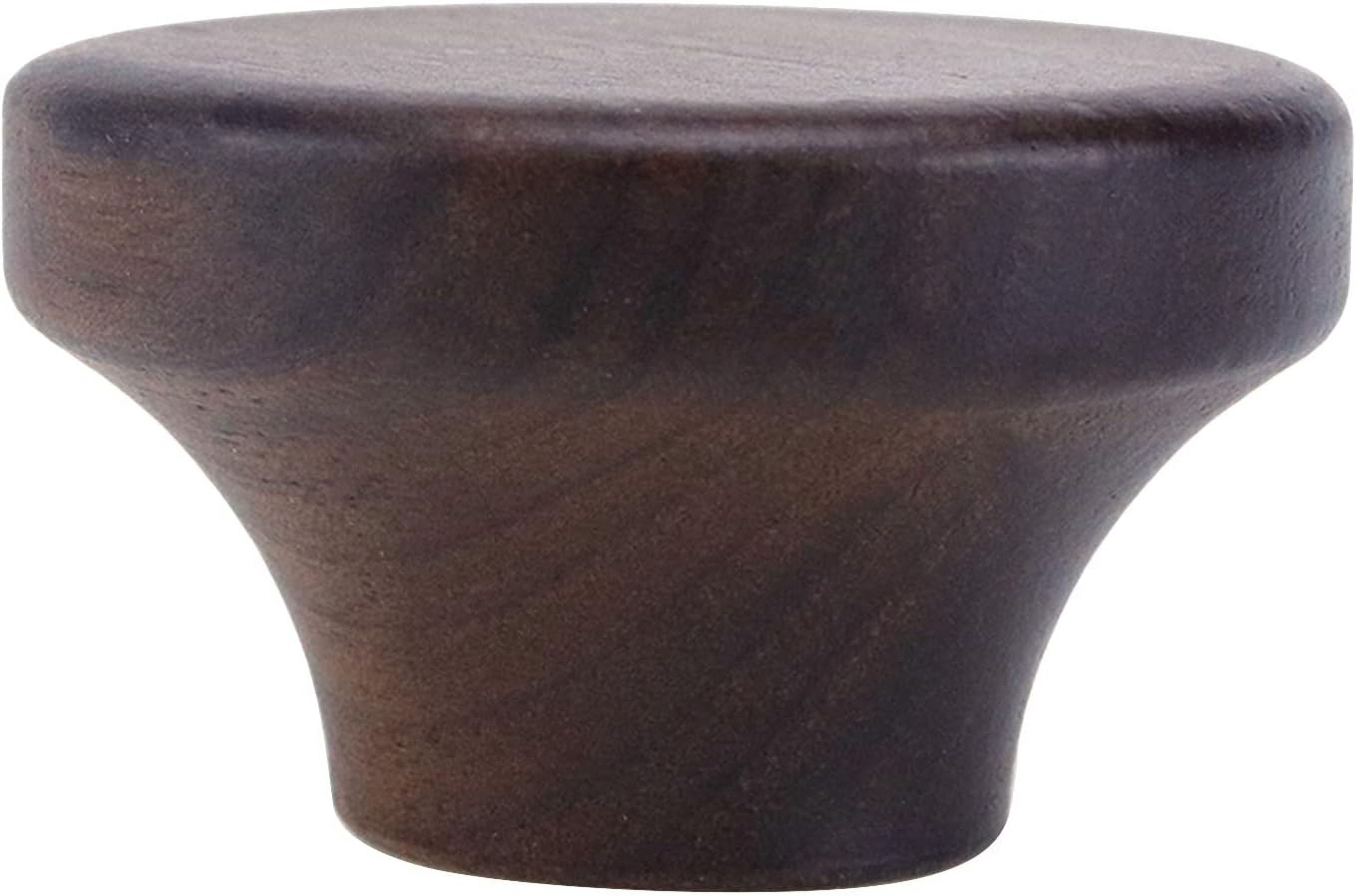 ABCISI 6PCS Round Wooden Single Hole Drawer Handles with 6 Screws, 1.56" Cabinet Knobs 1 Hole Hardware Handles Decorative Furniture Knobs for Dresser Wardrobes (Walnut)