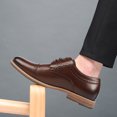 BIGTREE Mens Brown Dress Shoes Wingtip Lace up Oxford Wide Casual Shoes
