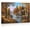 Frame-style, variant on Nature Landscape Canvas Wall Art Posters Autumn Fall Forest Rustic Log Cabin Water Wheel Artwork Wildlife Deer River Scenery for Living Room Bedroom Home Decor