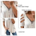 thumbnail image 3 of Blusa elegante de manga ahuecada,Camiseta con cremallera ahuecada y cremallera con cuello en V para mujer Blusa con hombros descubiertos True Excellence, 3 of 3