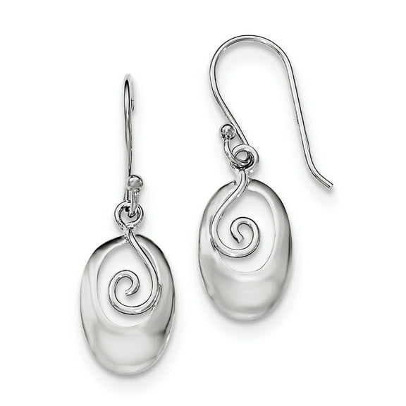 Primal Silver Sterling Silver Rhodium-plated Oval Dangle Shepherd Hook Earrings
