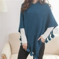 thumbnail image 2 of LEKODE Ponchos for Women Winter Ponchos for Women Warm Shawl Wraps for Women Ladies Scarves Womens Cape Womens Shawls Womens Poncho Blue One Size, 2 of 7