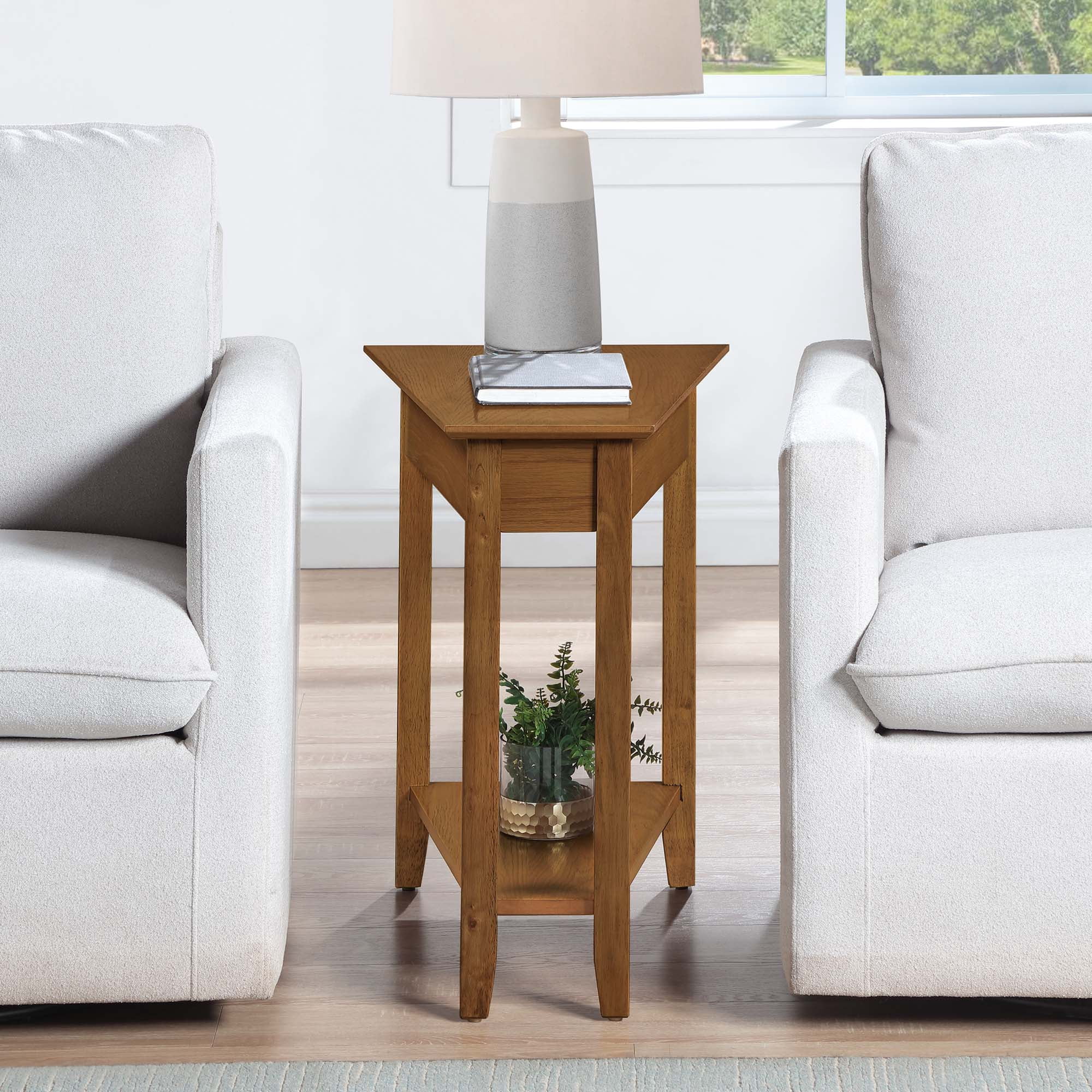 Convenience Concepts American Heritage Wedge End Table with Shelf, Driftwood