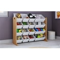 Humble Crew Kids Natural Wood Toy Storage Organizer with 16 White