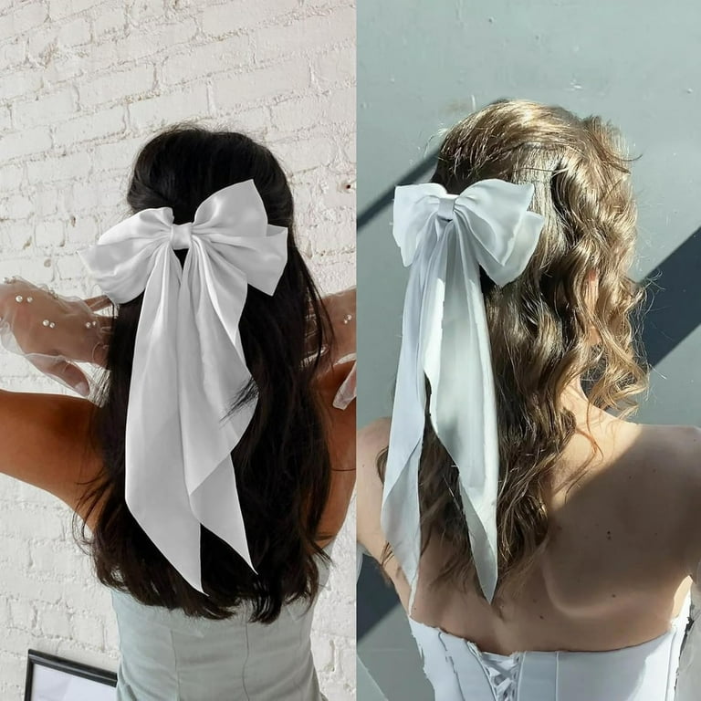 ヘアアクセサリー SILK SATIN BOW HAIR CLIPE Amazon.com : Hair Bows for Women Girls, 2 PCS Silky Satin