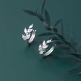 thumbnail image 4 of Solid 925 Sterling Silver CZ Leaf Hoop Earrings Huggie for Women Teens Leaf Cartilage Hoop Earrings Helix Earrings, 4 of 6