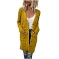 thumbnail image 1 of FAIWAD Cable Knit Long Cardigan for Women Long Sleeve Open Front Button Sweaters Coat with Pockets, 1 of 5