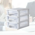 thumbnail image 4 of Caja de almacenamiento tipo cajón de escritorio transparente de 3 capas de plástico Mini organizador de almacenamiento de cosméticos Soporte para artículos diversos (blanco y transparente), 4 of 5