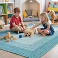 thumbnail image 3 of WANLISELL 31.5" x 47.2" Handmade Braided Rug, Indoor Modern Woven Rope Rug, Farmhouse Kitchen Mat for Living Room Bedroom, Blue, 3 of 13