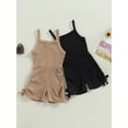 thumbnail image 2 of Toddler Baby Girls Summer Jumpsuits Solid Color Spaghetti Strap Sleeveless Knit Playsuits, 2 of 6
