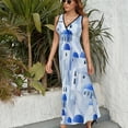 thumbnail image 6 of Santorini, Greece Womens Night Club Maxi Dress V Neck Sleeveless Bohemia Long Dresses, 6 of 9