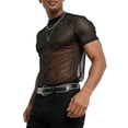 thumbnail image 2 of Men'S Glitter Mesh Sheer T Shirt Rave See Through Shirt Short Sleeve Top Tee, 2 of 8