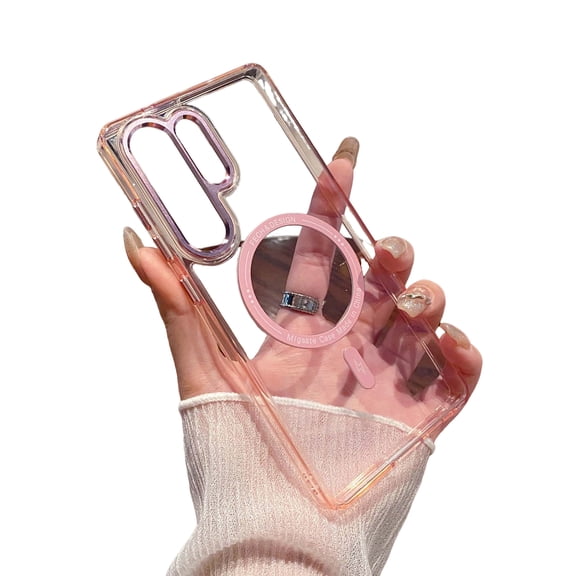 Allytechgroup Clear Case for Samsung Galaxy S22 Ultra 6.8", [Compatible with Magsafe] Hybrid TPU PC Rugged Bumper Shockproof Anti-Scratch Not-Yellow Slim Phone Cover Case for Women Men, Pink