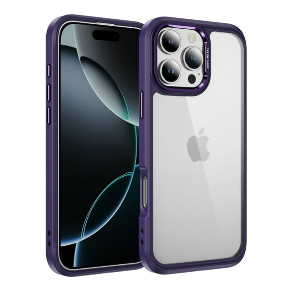 Compatible with iPhone 16 Pro Max Clear Phone Case,Drop Protection Anti-fall Rugged Heavy Duty Shockproof Military Protective Tough Durable Transparent Phone Case Cover,Purple