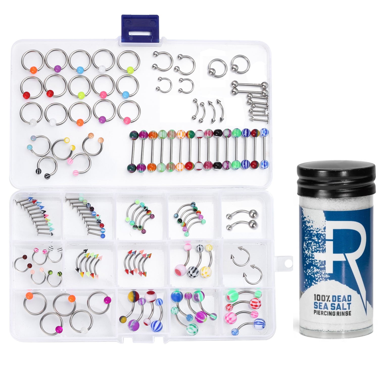 30pc 16G & 18G Clear O Ring Retainers Labret  Tongue Tragus Piercing Rings 