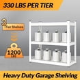 thumbnail image 6 of Metal Garage Storage Shelves Heavy Duty Shelving Unit 3 Tier White Adjustable Organizing Shelves 1500 LBS Capacity  Shelving Ideal for Garage Tote Basement Pantry Outdoor, 36”H*36”W*16”D, 6 of 15
