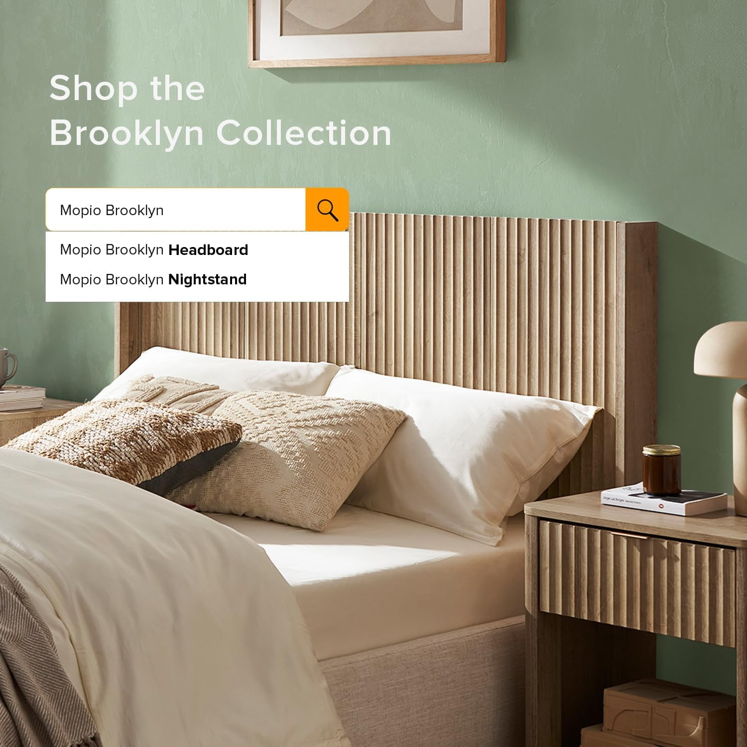 mopio Brooklyn Queen Size Oak Headboard, 62.4" Wide Headboard Only, Wood Headboard, Modern Farmhouse, Boho, Wall Mount, Fluted Panel, Wingback Design