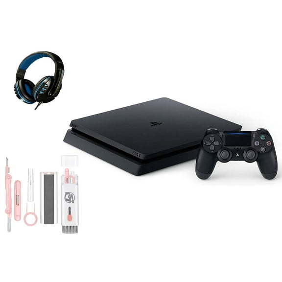 Pre-Owned Sony 2215B PlayStation 4 Slim 1TB Gaming Console Black, Headset With BOLT AXTION Cleaning Kit Bundle ( )
