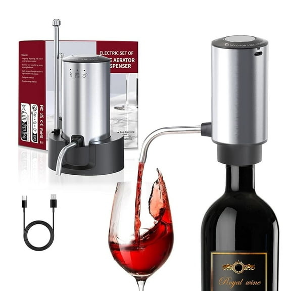 Vinflow Electric Wine Aerator decanter,Rechargeable electric wine decanter with Pourer,Measured Wine Aerator Pourer Spout with Base & Hold-to-Pour Modes for Wine Lovers