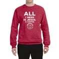 thumbnail image 2 of Wild Bobby, All I Need is Jesus & Coffee Inspirational/Christian Unisex Crewneck Graphic Sweatshirt, Vintage Heather Red, Small, 2 of 6