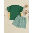 thumbnail image 6 of Baby Toddler Boy Shorts Set 6 12 18 24 Months 2T 3T Whale/Dinosaur/Turtle Short Sleeve T-shirts Striped Elastic Waist Shorts 2 Piece Summer Outfit, 6 of 9