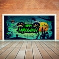 thumbnail image 3 of Halloween Garage Door Cover,4.92 x 2.46 Ft Large Witch Pumpkin Bat Ghost Garage Door Banner,Outdoor Hanging Mural Backdrop for Front Porch Yard Halloween Party Wall Decor(F), 3 of 3