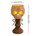thumbnail image 4 of White Skull Tealight Candle Holder, Farmhouse Halloween Pumpkin Tea Light Candle Holders Decor, Fall Tables Centerpieces for Thanksgiving & Halloween Party, 4 of 6