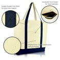 thumbnail image 3 of DALIX 22" Extra Large Cotton Canvas Zippered Shopping Tote Grocery Bag in Navy Blue, 3 of 6