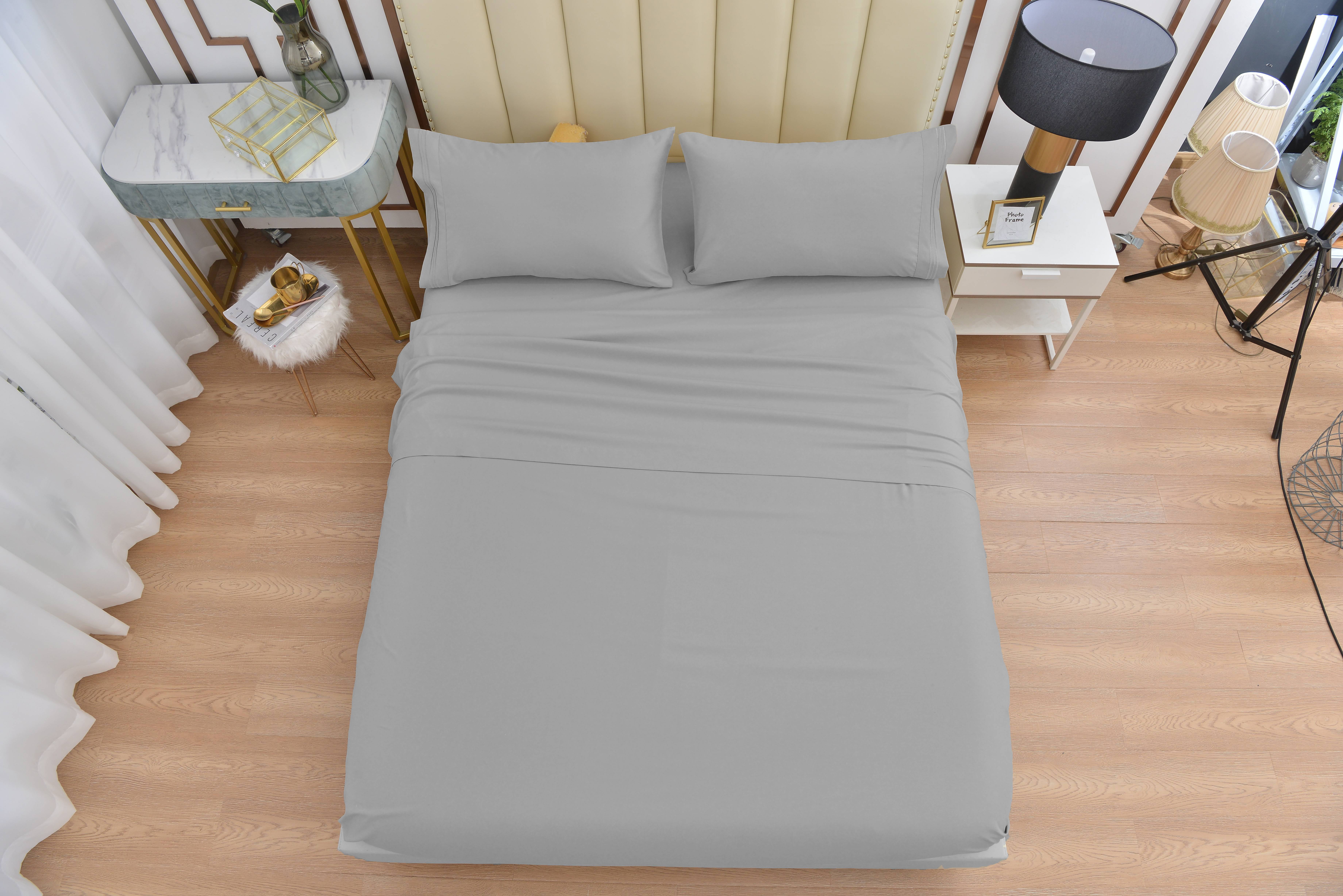 6 Piece Rayon Made From Bamboo Sheet Set by OKAO, Calking Silver Sheets-Silky Soft- Wrinkle Free - Deep Pockets-Softer and Stronger Than Cotton - 1 Fitted Sheet, 1 Flat, 4 Pillowcases Cal King, Silver