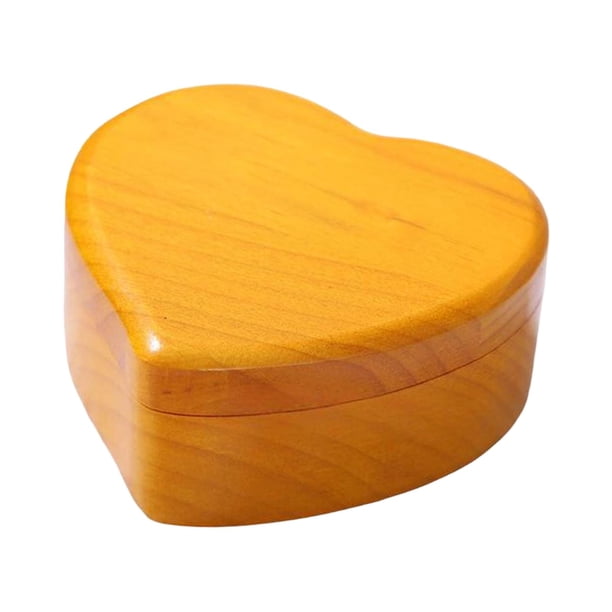 Caja musical con forma de corazón, adorno de madera, reproduce música, hueco, floral, multifuncional. Amarillo