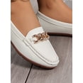 thumbnail image 4 of Rhinestone & Chain Decor Litchi Embossed Loafers, Black Fashionable Rhinestone & Metallic Chain Decor Solid Color Loafers, 4 of 4