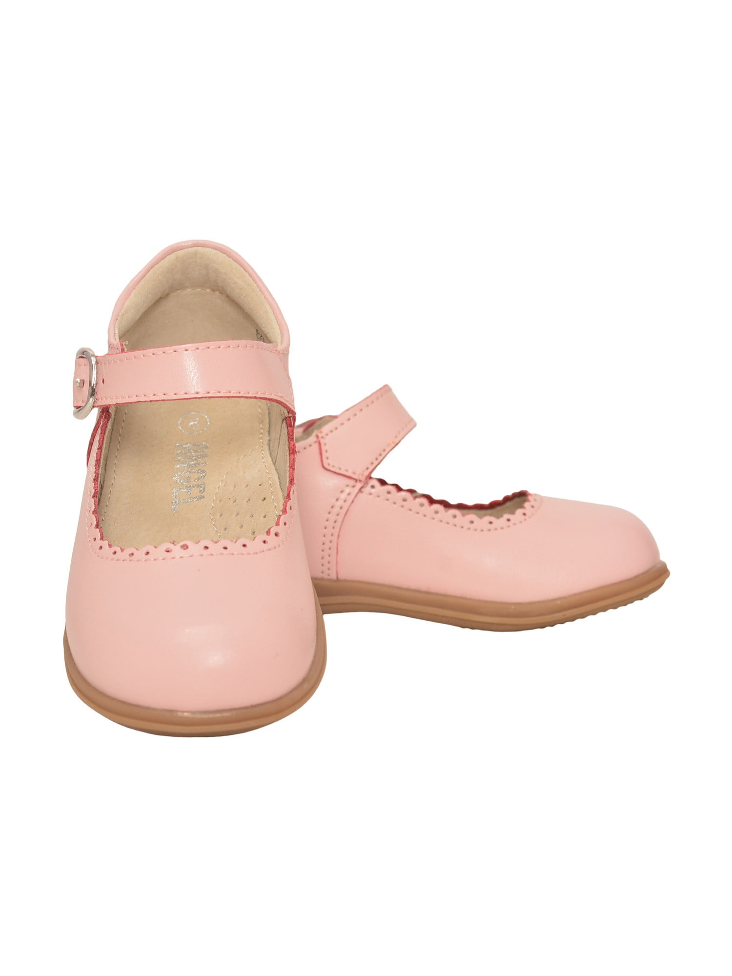 Angel Girls Pink Scalloped Trim Leather 