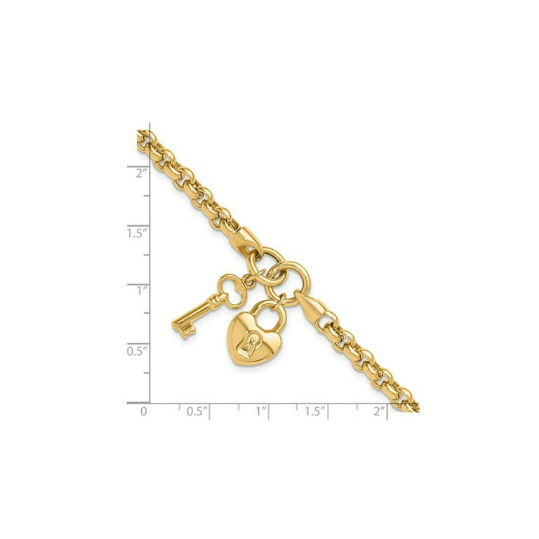 14K Yellow Gold Key and Lock Charm Bracelet
