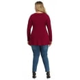 thumbnail image 5 of Uvplove Women's Spring Plus Size V-Neck Tunic Tops Casual Loose Long Sleeve Blouses with Pleated,US L-4XL in Wine Red, 5 of 11