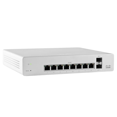 Cisco Meraki Cloud Managed MS220 Series 8 Port Gigabit PoE Switch 8x 1GbE Ports, 2x 1G (SFP