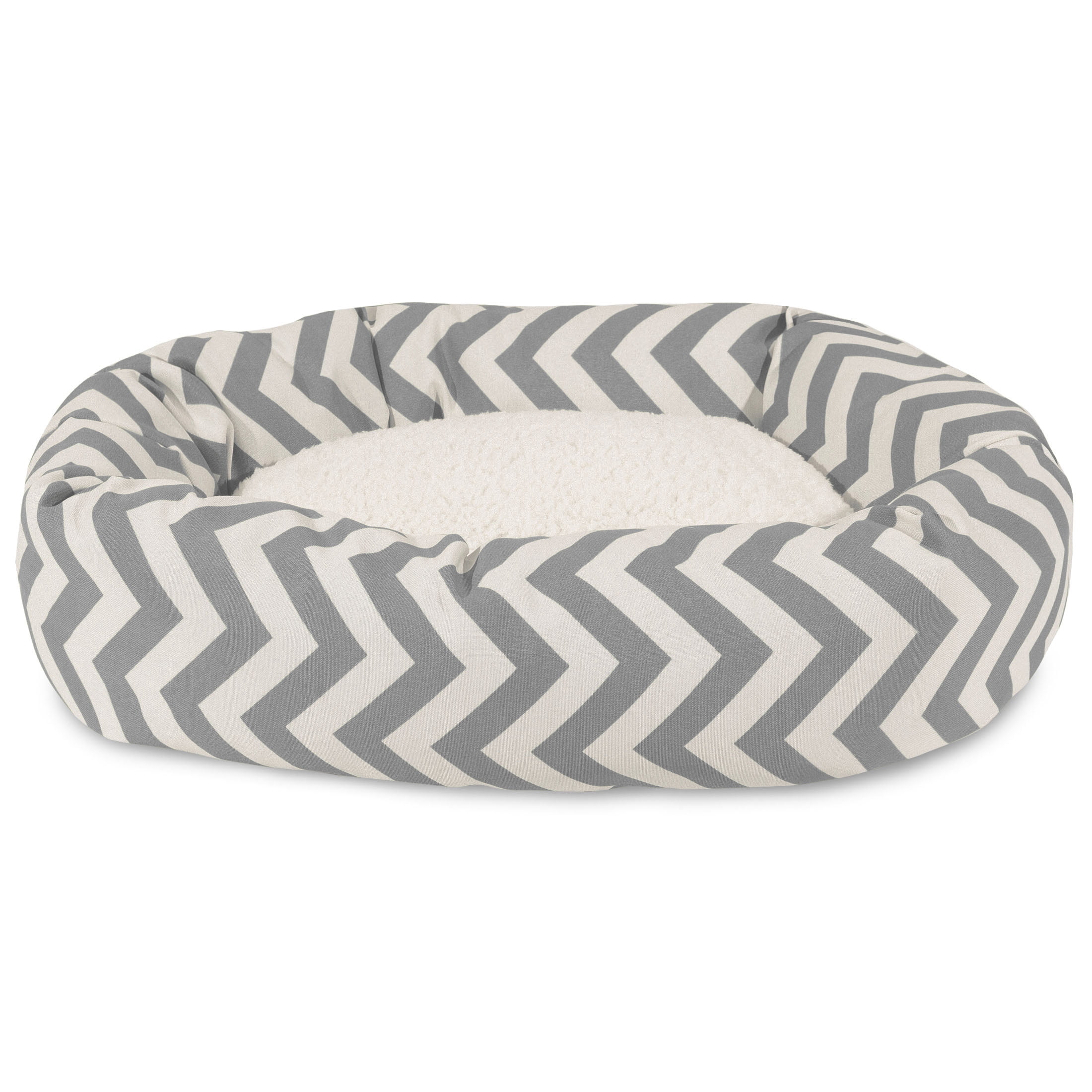 Majestic Pet Sherpa Chevron Bagel Pet Bed for Dogs, Calming Dog Bed Washable, Small, Grey