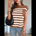 thumbnail image 4 of Suéter Informal de Cuello Redondo y Rayas con Aguja Gruesa para Mujer, Caramelo, Talla XL, 4 of 7
