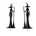 thumbnail image 3 of Halloween Elegant Black Witch Resin Style Plastic Figurine,Slim Witch with Hat and Broom Tabletop Statue for Mantel Shelf Gothic Indoor Decor, 3 of 5