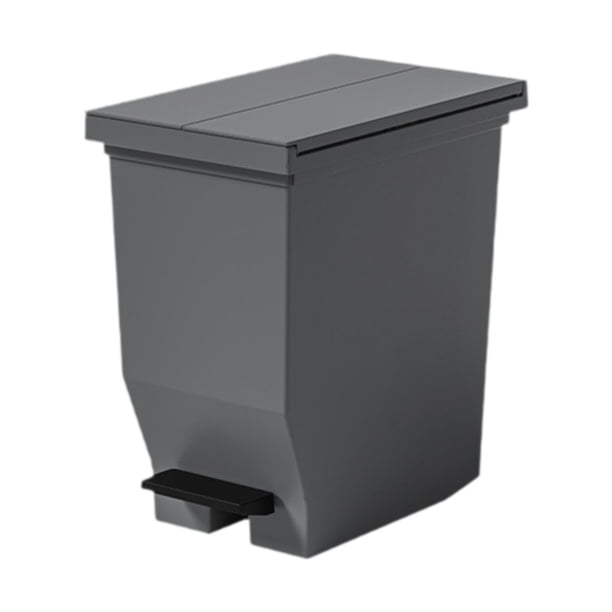 Cubo de basura con pedal, soporte para cubo de basura, papelera de gran capacidad, doble. Gris oscuro